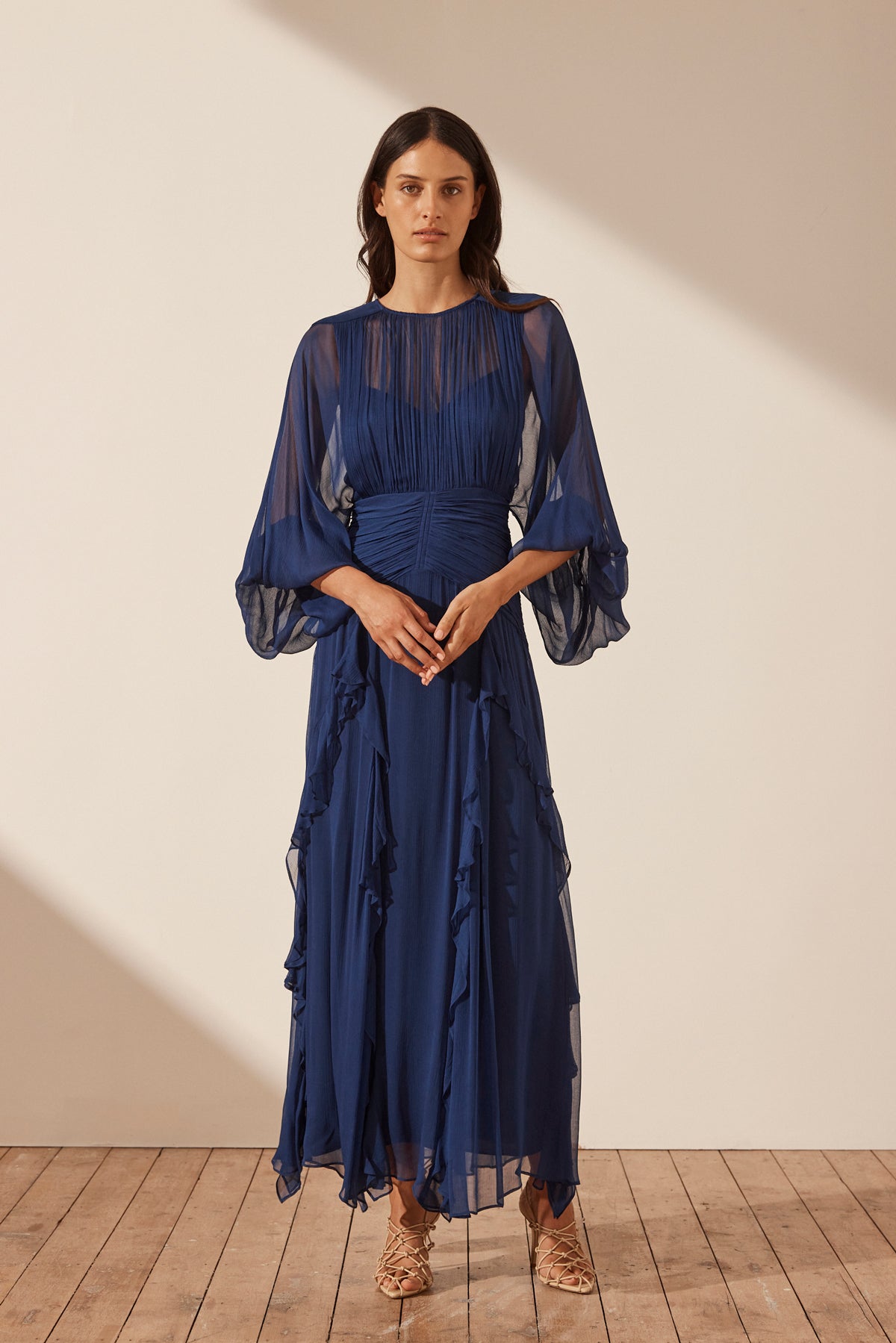 Round neck maxi dress discount