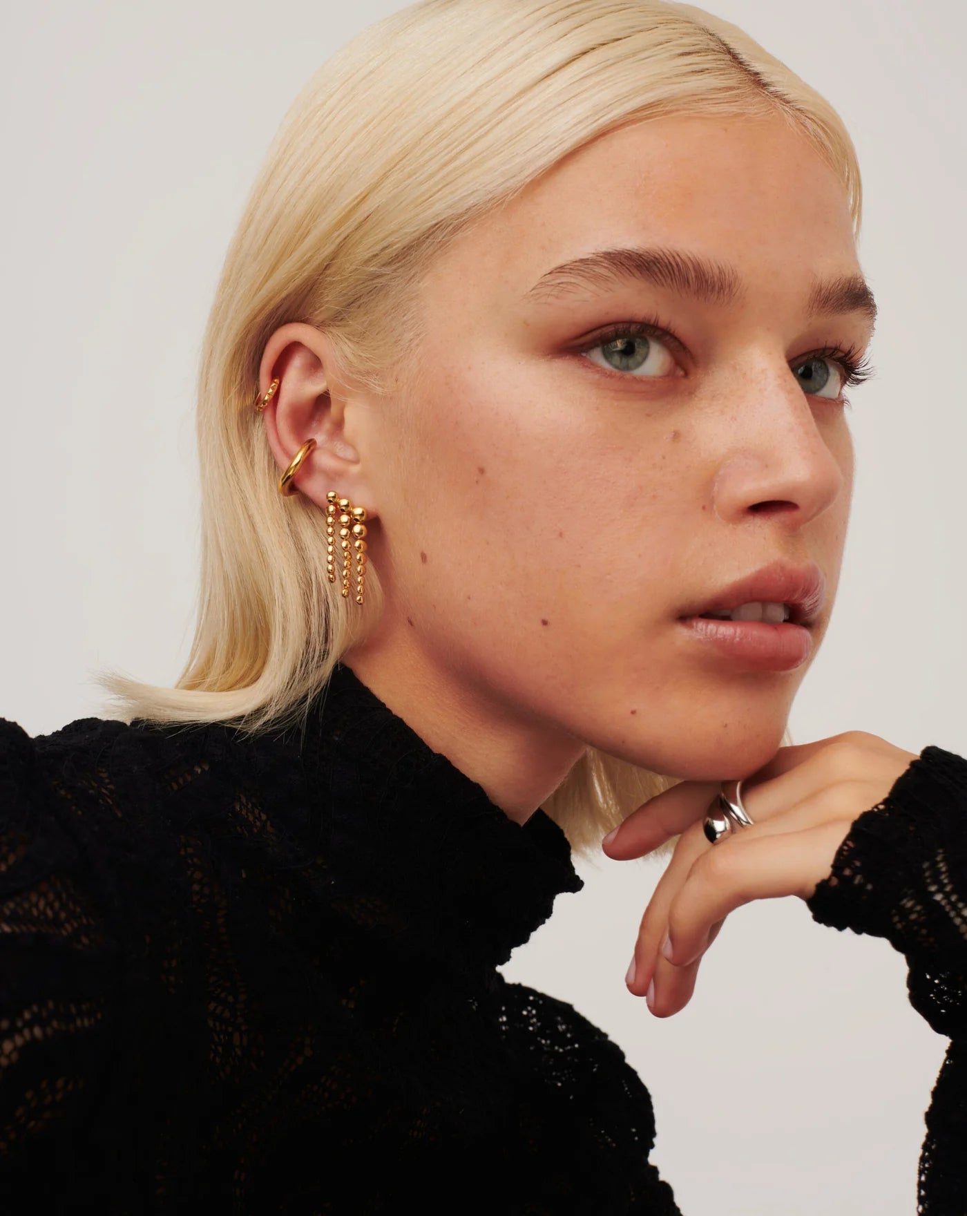 ★MISSOMA★ ARTICULATED BEADED WATERFALL DROP EARRINGS Missoma Articulated Beaded Waterfall Drop Earrings