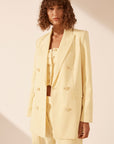 Sara Peak Lapel Blazer - Lemon