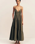 Maiori Tiered Maxi Dress - Army Green