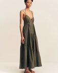 Maiori Tiered Maxi Dress - Army Green