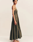 Maiori Tiered Maxi Dress - Army Green