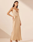 Valeria Silk Contrast Cowl Neck Maxi Dress