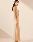 Valeria Silk Contrast Cowl Neck Maxi Dress