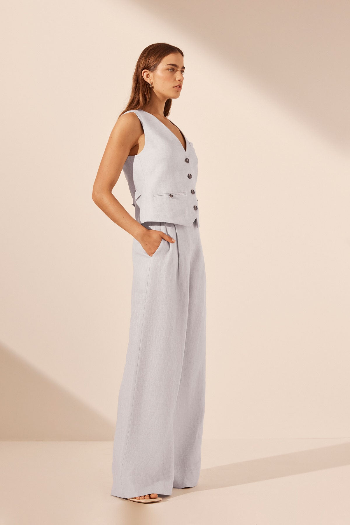 Brisa Oversized Tailored Vest - Ice Blue