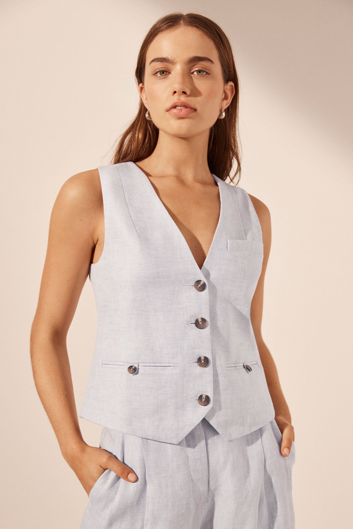 Brisa Oversized Tailored Vest - Ice Blue