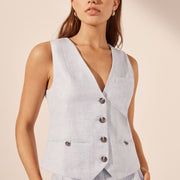 Brisa Oversized Tailored Vest - Ice Blue