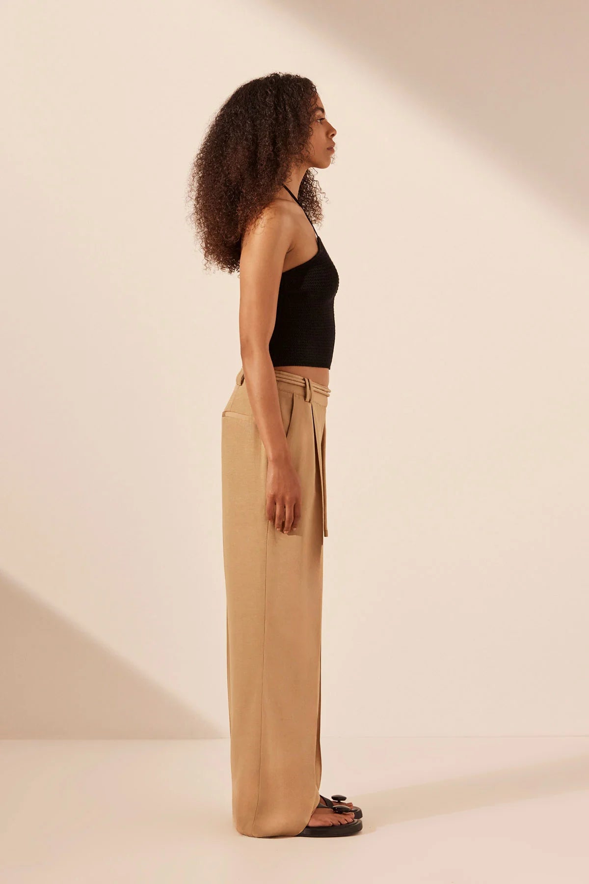 Vento Mid Rise Pant With Belt - Sand