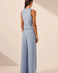 Asher Belted Vest - Chambray Blue