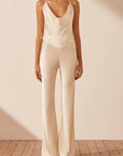 Camille Bias Cut Flared Pant - Cream