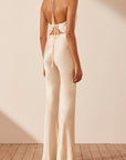 Camille Bias Cut Flared Pant - Cream