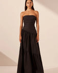 Maiori Strapless Tiered Maxi Dress - Black
