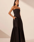 Maiori Strapless Tiered Maxi Dress - Black