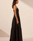 Maiori Strapless Tiered Maxi Dress - Black