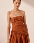 Celeste Strapless Tiered Maxi Dress - Rust