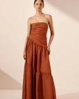 Celeste Strapless Tiered Maxi Dress - Rust