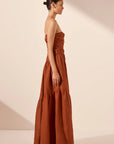 Celeste Strapless Tiered Maxi Dress - Rust