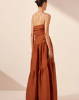 Celeste Strapless Tiered Maxi Dress - Rust