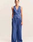 Asher Wide Leg Pant - Ocean Blue