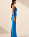 Nora Plunged Double Strap Maxi Dress - Aqua