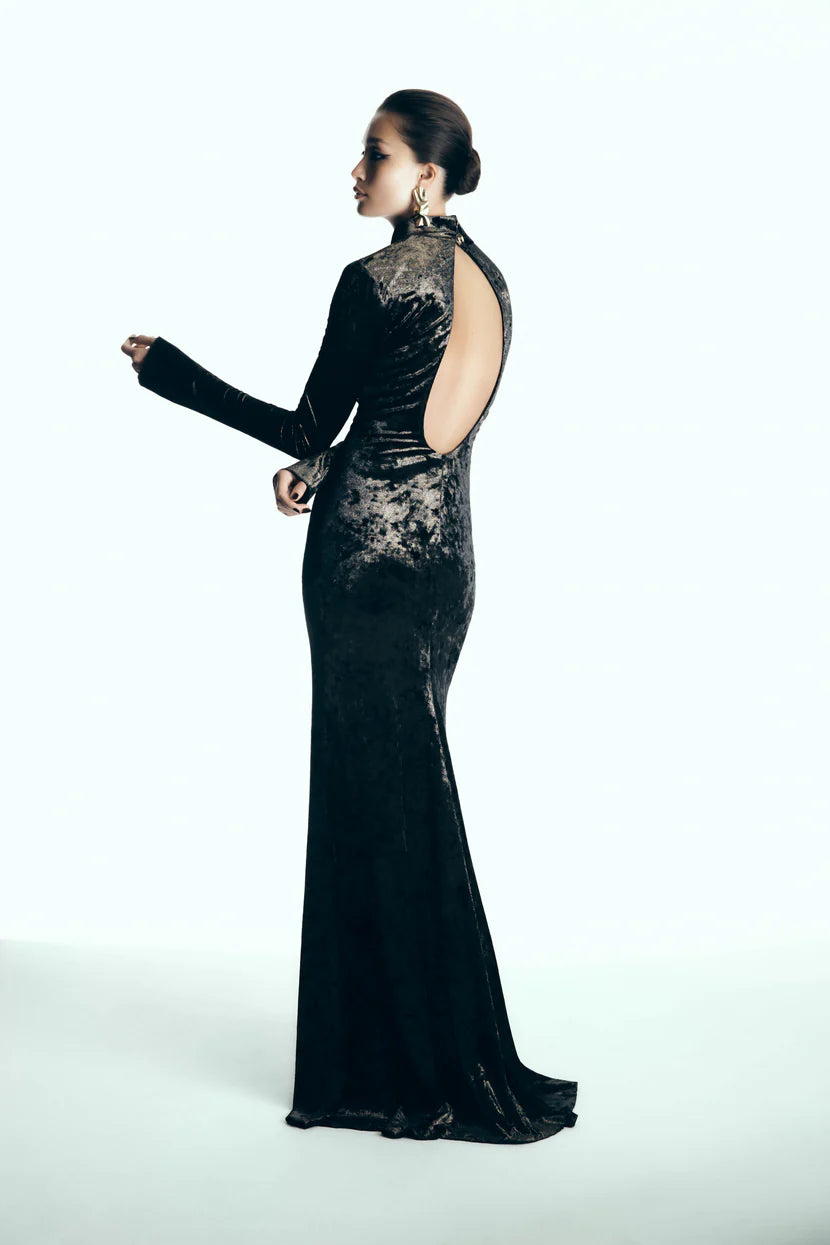 Gold Foiled Velvet Gown
