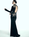 Gold Foiled Velvet Gown
