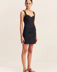 Kasbah Bustier Draped Mini Dress - Black