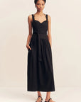 Kasbah Bustier Gathered Midi Dress - Black