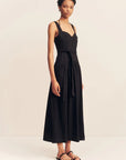 Kasbah Bustier Gathered Midi Dress - Black