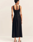 Kasbah Bustier Gathered Midi Dress - Black