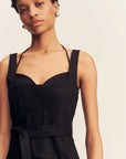 Kasbah Bustier Gathered Midi Dress - Black