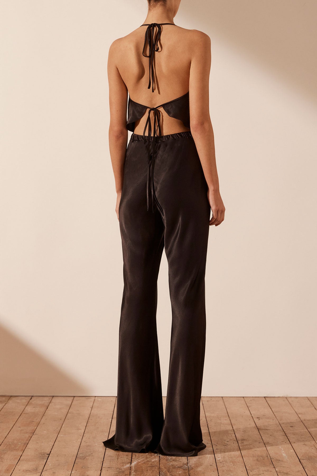 Camille Bias Cut Flared Pant - Black