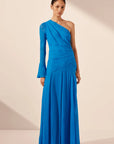 Amina Asymmetrical Maxi Dress - Aqua
