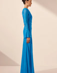 Amina Asymmetrical Maxi Dress - Aqua