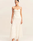 Luminous Lace Panelled Maxi Dress - Ivory