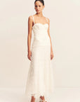 Luminous Lace Panelled Maxi Dress - Ivory