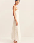 Luminous Lace Panelled Maxi Dress - Ivory