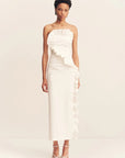 Campbell Ruffle Midi Dress - White