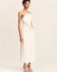 Campbell Ruffle Midi Dress - White