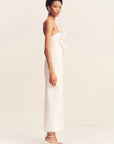 Campbell Ruffle Midi Dress - White
