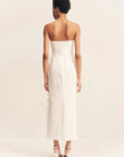 Campbell Ruffle Midi Dress - White