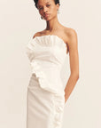 Campbell Ruffle Midi Dress - White