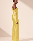 Sofia Asymmetrical Long Sleeve Maxi Dress - Lime
