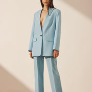 Irena Collarless Oversized Blazer - Cool Blue