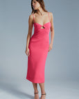 Vienna Midi Dress In Hot Pink