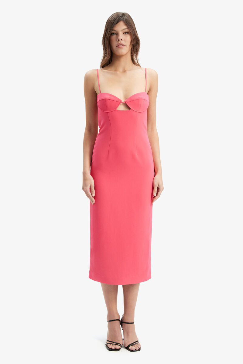 Vienna Midi Dress In Hot Pink