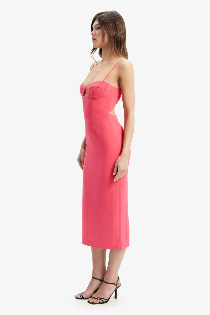 Vienna Midi Dress In Hot Pink