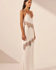 Stratus Lace Panelled Maxi Dress - Ivory