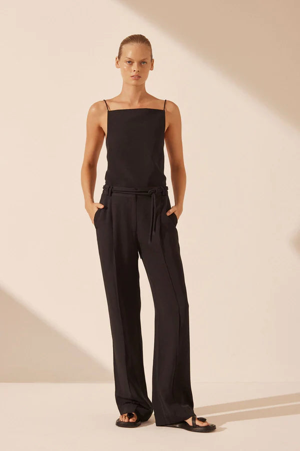 Vento Mid Rise Pant With Belt - Black