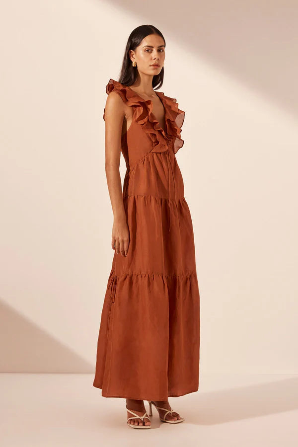 Celeste Layered Maxi Dress - Rust
